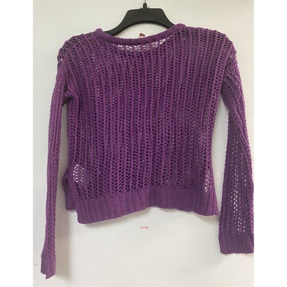 L.E.I. Women's Juniors Crop Sweater Size Medium M Purple Knit - Picture 2 of 6